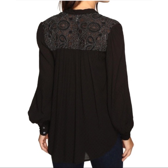 Free People Black Canyon Rose Button Down Blouse, L - Picture 2 of 6
